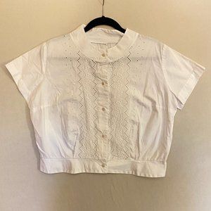 Vintage White Cutout Embroidered Blouse